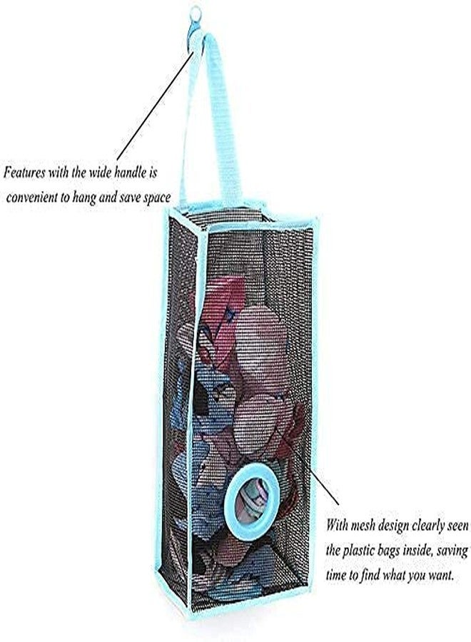 FEDDE Plastic Bag Holder Trash Bags Storage Dispenser Organizer for Home Kitchen Mesh Hanging Storage Dispensers Recycling Garbage Folding Hanging Storage (Multicolor/Pack of 2) - Image 2